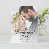 Rustic Chic Wedding Foto Script Danke Karte (Stehend Vorderseite)