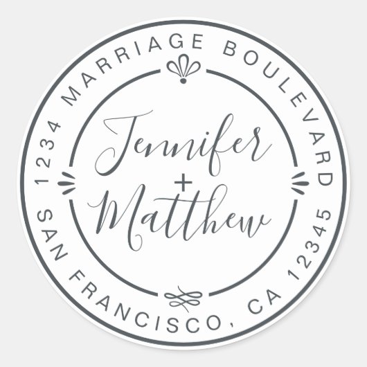 Rustic Chic Wedding Monogram Rücksendeadresse Whit Runder Aufkleber (Vorderseite)