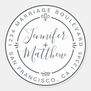 Rustic Chic Wedding Monogram Rücksendeadresse Whit Runder Aufkleber