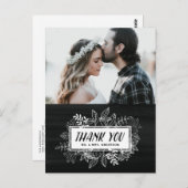 Rustic Chic White Blume auf Chalkboard Vielen Dank Postkarte (Vorne/Hinten)