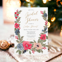 Rustic chic Winter Floral Watercolor bridal shower