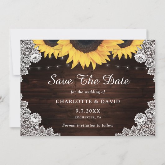 Rustic Chic Wood Burlap Lace Save The Date (Vorderseite)