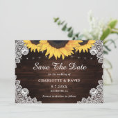Rustic Chic Wood Burlap Lace Save The Date (Stehend Vorderseite)