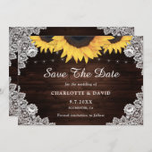 Rustic Chic Wood Burlap Lace Save The Date (Vorne/Hinten)