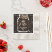 Rustic Chic Wood Mason Jar Mr & Mrs Wedding Serviette (Beispiel)