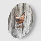 Rustic Chicken (Brown) Große Wanduhr (Winkel)