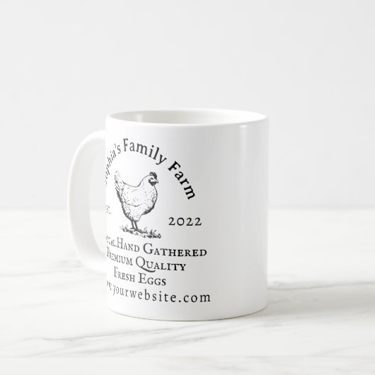 Rustic Chicken Farm Business Black Text Kaffeetasse (Vorderseite Links)