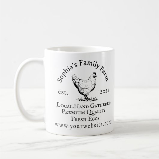 Rustic Chicken Farm Business Black Text Kaffeetasse (Links)