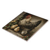Rustic Chicken Hen with Chicks Fliese (Seite)