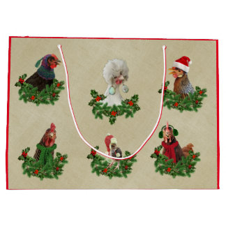 Rustic Chicken Holiday Gift Bag Große Geschenktüte