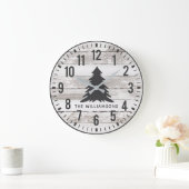 Rustic Chippy Planes Custom Family Name Weihnachte Große Wanduhr (Zuhause)