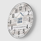 Rustic Chippy Planks Custom Family Name Farmhouse Große Wanduhr (Winkel)