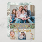 Rustic Christmas 4 Photo Feiertagskarte (Vorne/Hinten)