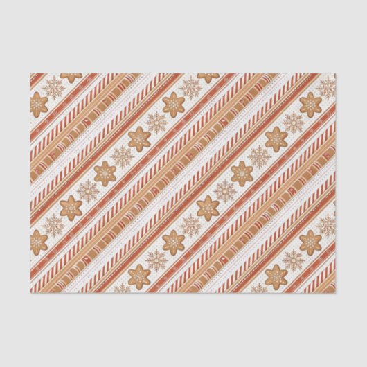 Rustic Christmas Candy Cane & Gingerbread Pattern Seidenpapier (Vorderseite)