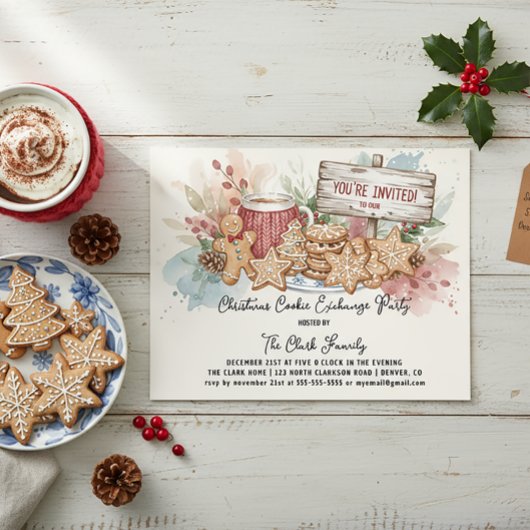 Rustic Christmas Cookie Exchange Party Design Einladung