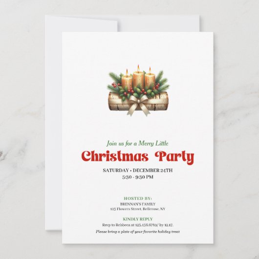 Rustic Christmas decoration invite editable card Einladung (Vorderseite)