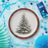 Rustic Christmas Evergreen Christmas Paper Plates Pappteller (Party)