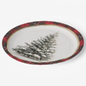 Rustic Christmas Evergreen Christmas Paper Plates Pappteller (Schrägansicht)