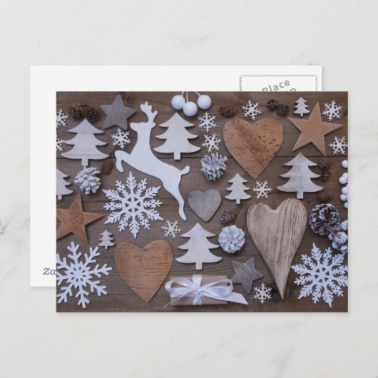 Rustic Christmas Feiertagspostkarte (Vorne/Hinten)