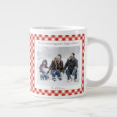 Rustic Christmas Gift 2 Photo Trendy Red Plaid Jumbo-Tasse (Rechts)