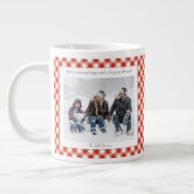Rustic Christmas Gift 2 Photo Trendy Red Plaid