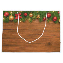 Rustic Christmas Gift Bag – Customizable Holiday Große Geschenktüte