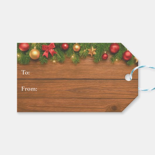 Rustic Christmas Gift Tag – Customizable Holiday Geschenkanhänger (Vorderseite (Horizontal))