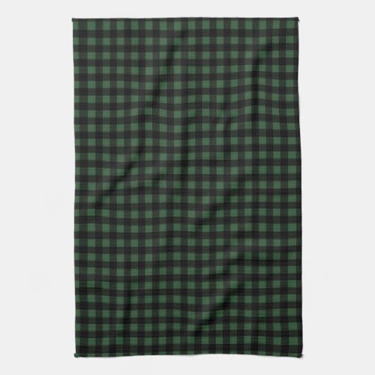 Rustic Christmas Green & Black Buffalo Plaid  Geschirrtuch (Vertikal)