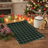 Rustic Christmas Green & Black Buffalo Plaid Geschirrtuch