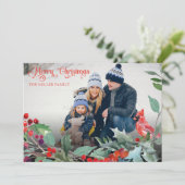 Rustic Christmas Holiday Poto postcard Einladung (Stehend Vorderseite)