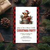 Rustic Christmas invitation with highland cow art Einladung