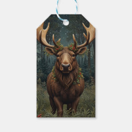Rustic Christmas moose deer boho woodland forest  Geschenkanhänger