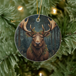 Rustic Christmas moose deer boho woodland forest  Keramik Ornament