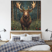 Rustic Christmas moose deer boho woodland forest Leinwanddruck (Insitu (Schlafzimmer))