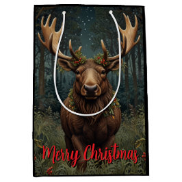 Rustic Christmas moose deer boho woodland forest  Mittlere Geschenktüte