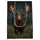 Rustic Christmas moose deer boho woodland forest Mittlere Geschenktüte (Rückseite)