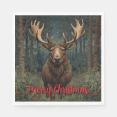 Rustic Christmas moose deer boho woodland forest Serviette (Vorderseite)