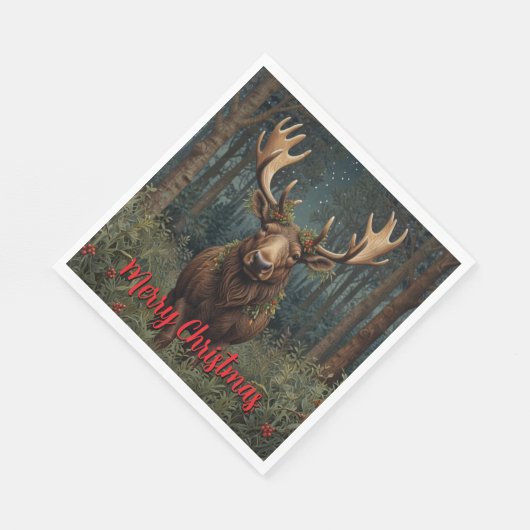Rustic Christmas moose deer boho woodland forest Serviette (Ecke)