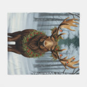 Rustic Christmas moose winter woodland forest Fleecedecke (Vorderseite (Horizontal))