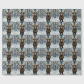 Rustic Christmas moose winter woodland forest Geschenkpapier (Flach)