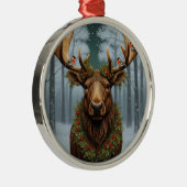 Rustic Christmas moose winter woodland forest Ornament Aus Metall (Rechts)
