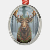 Rustic Christmas moose winter woodland forest Ornament Aus Metall (Links)