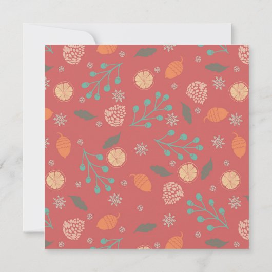 Rustic Christmas Nature Pattern Save The Date (Rückseite)