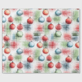 Rustic Christmas Ornament Wrapping Paper Geschenkpapier (Flach)