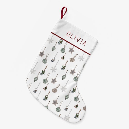 Rustic Christmas Ornaments  Custom Name Kleiner Weihnachtsstrumpf (Vorderansicht (hängend))