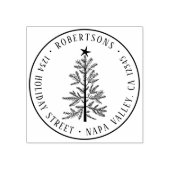Rustic Christmas Pine Tree Return Address Gummistempel (Prägung)