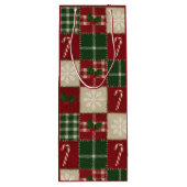 Rustic Christmas Quilt Plaid Geschenktüte Für Weinflaschen (Rückseite)