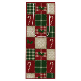 Rustic Christmas Quilt Plaid Geschenktüte Für Weinflaschen