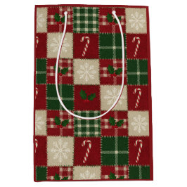 Rustic Christmas Quilt Plaid Mittlere Geschenktüte