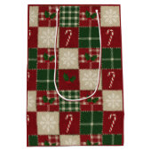 Rustic Christmas Quilt Plaid Mittlere Geschenktüte (Rückseite)